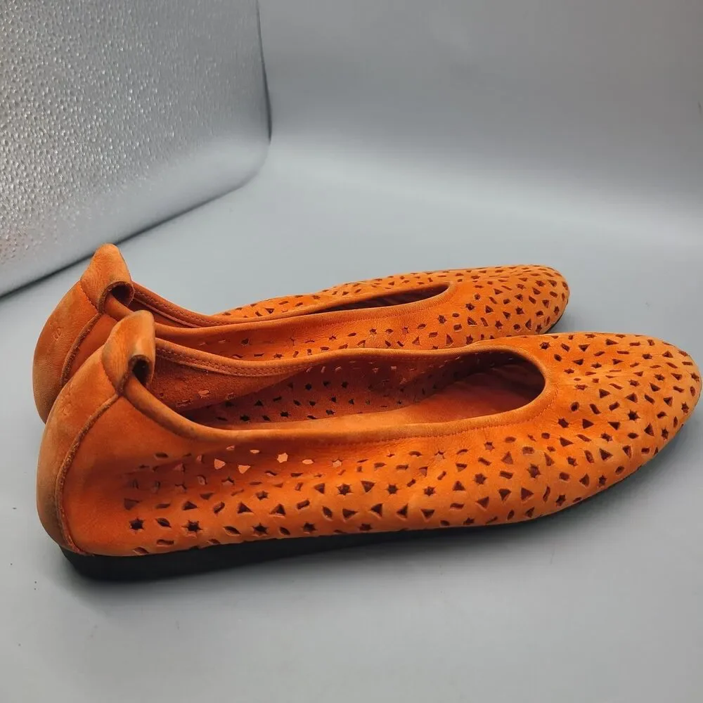 Arche Lilly Ballerina Nubuck ballet Flats orange cut-outs Eur 42  US 11 France - Picture 7 of 13